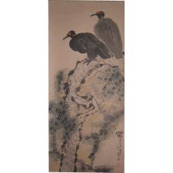 【雙鷹圖】【典藏:名畫家-潘天壽-他精于寫意花鳥和山水】
